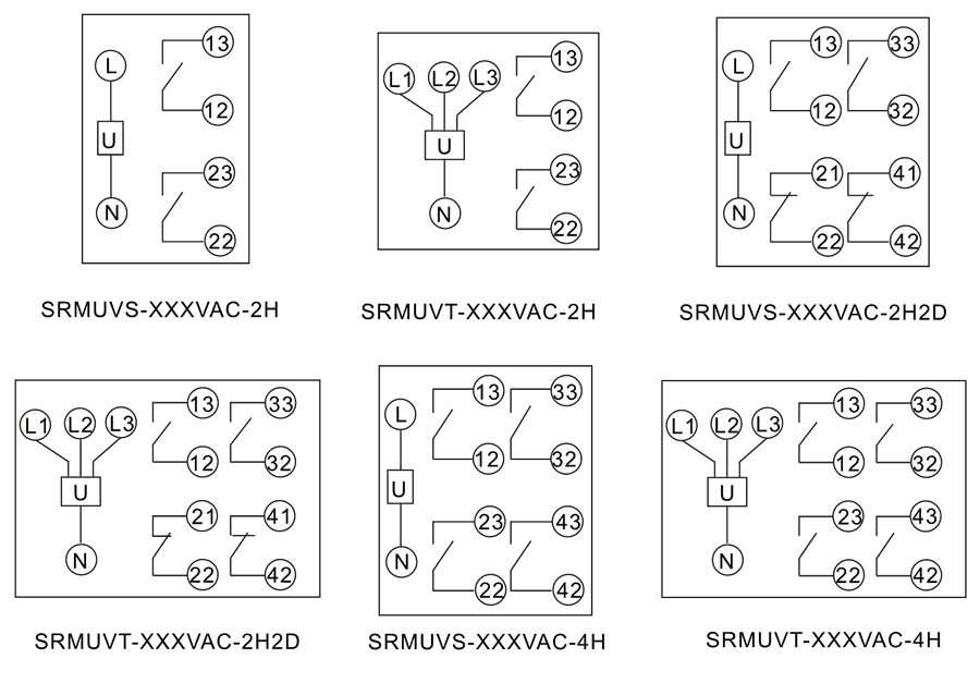 SRMUVS-100VAC-4H內(nèi)部接線圖