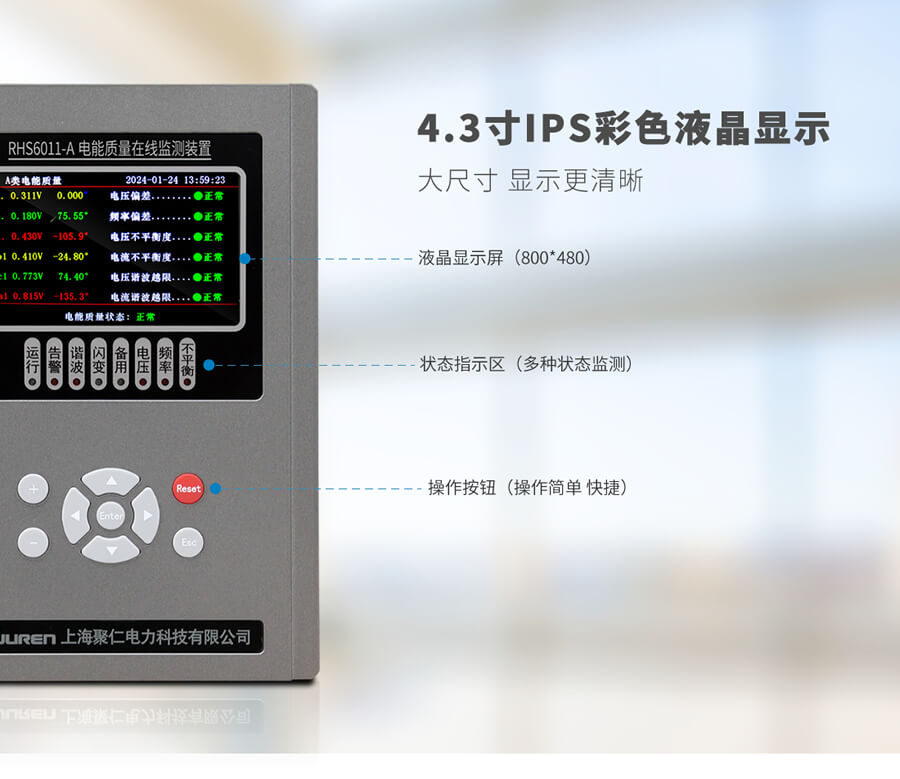 A類電能質(zhì)量在線監(jiān)測裝置面板